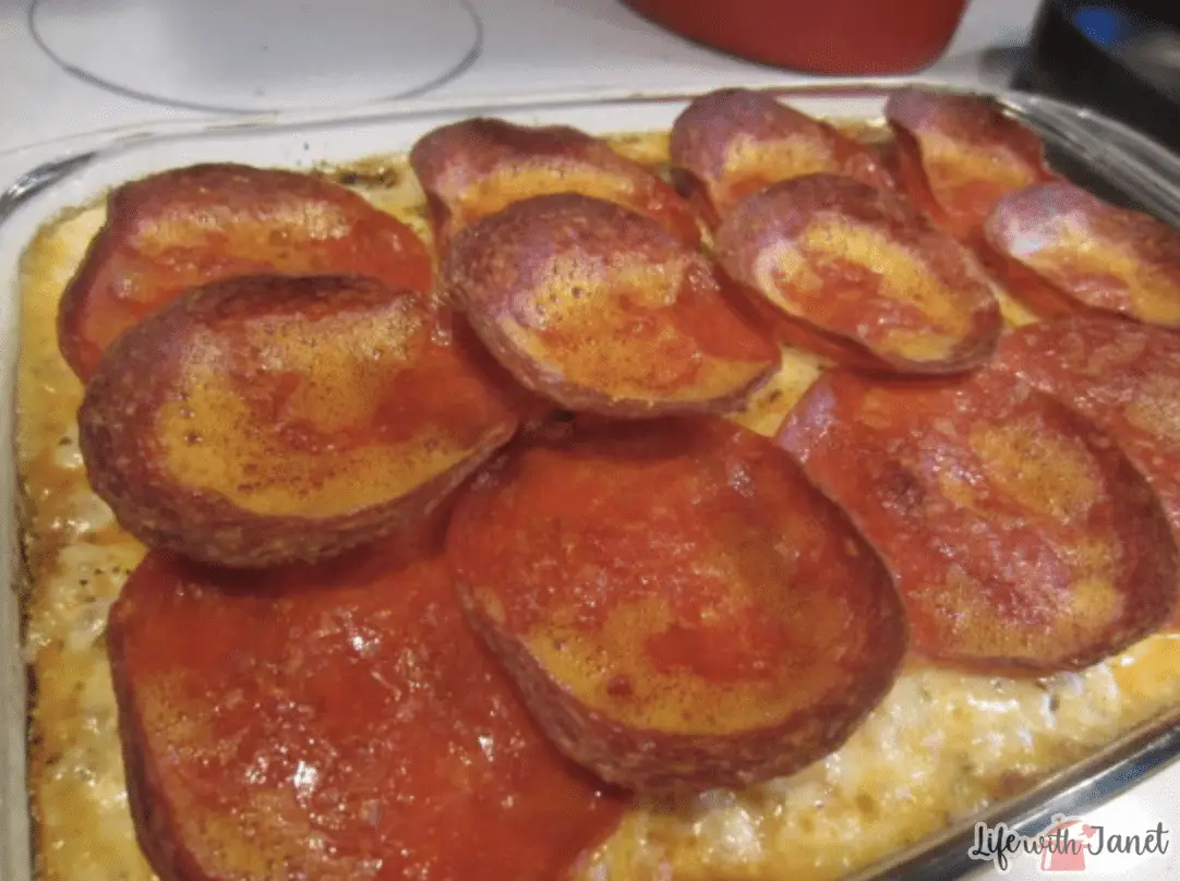 Sausage and Pepperoni Pizza Pot Pie | Life with Janet