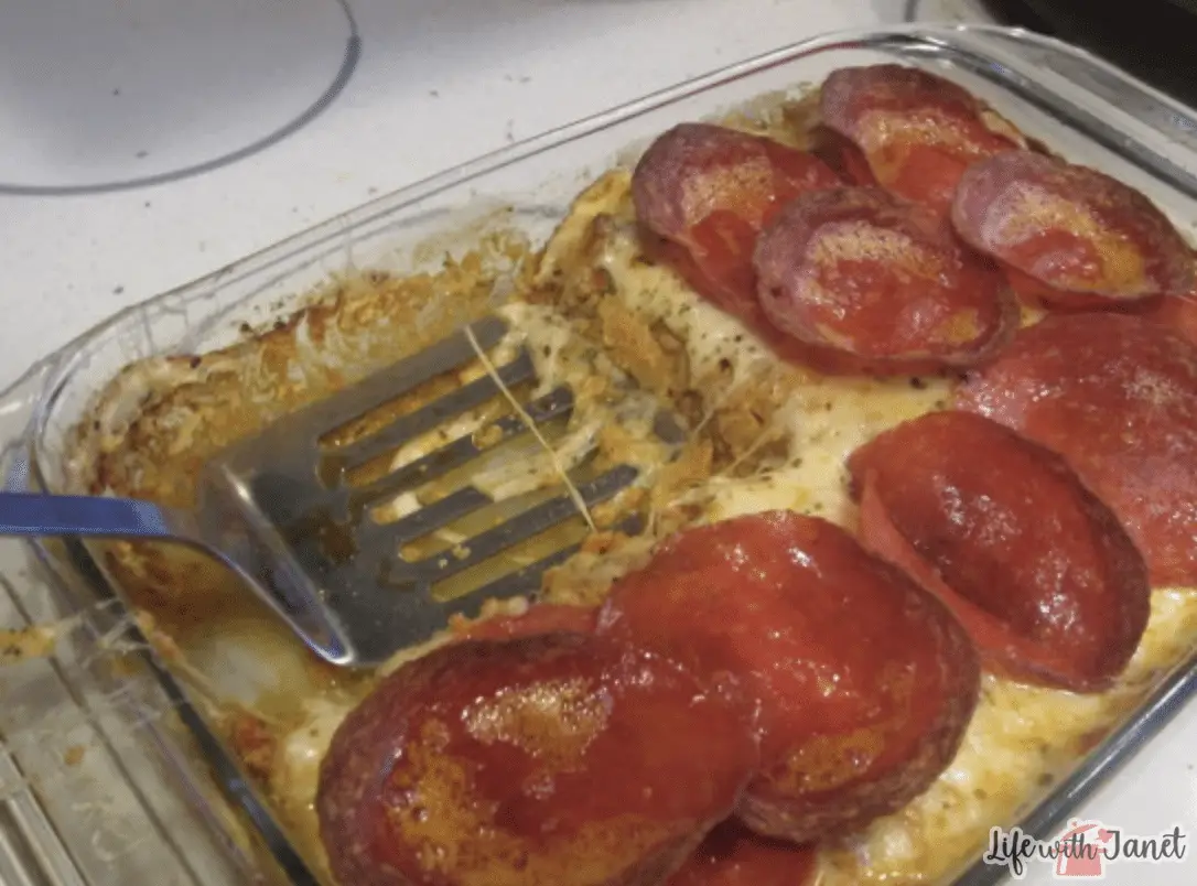 Sausage and Pepperoni Pizza Pot Pie | Life with Janet