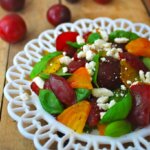 PLUM SALAD WITH ROASTED BEETS, SPINACH, AND FETA