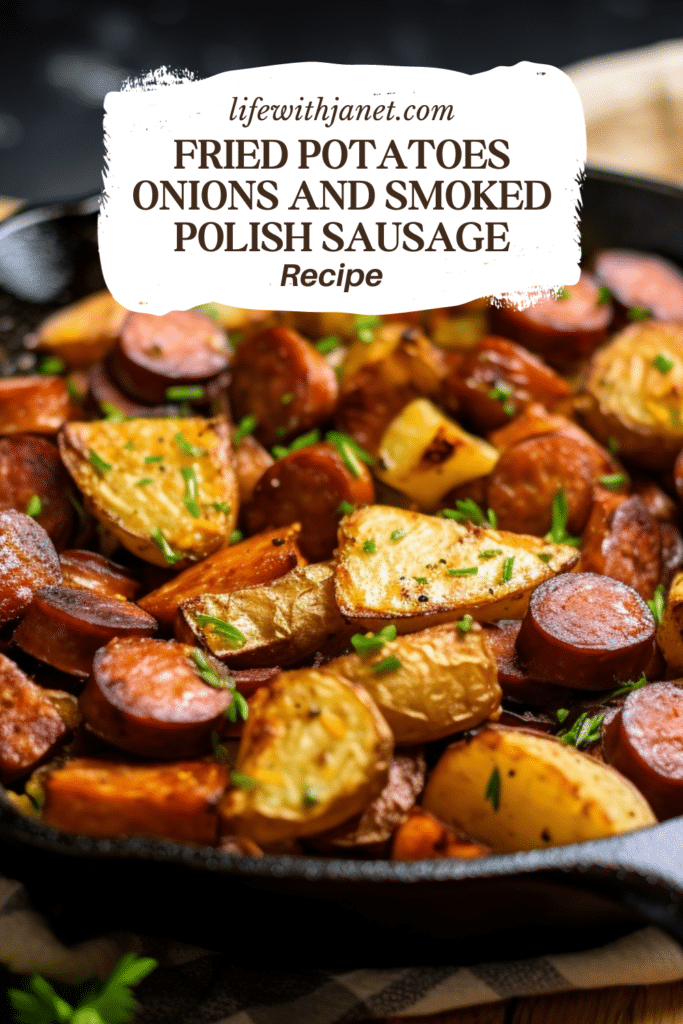 Fried Potatoes Onions And Smoked Polish Sausage