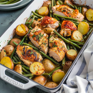 One-Pan Chicken, Potato and Green Bean Bake