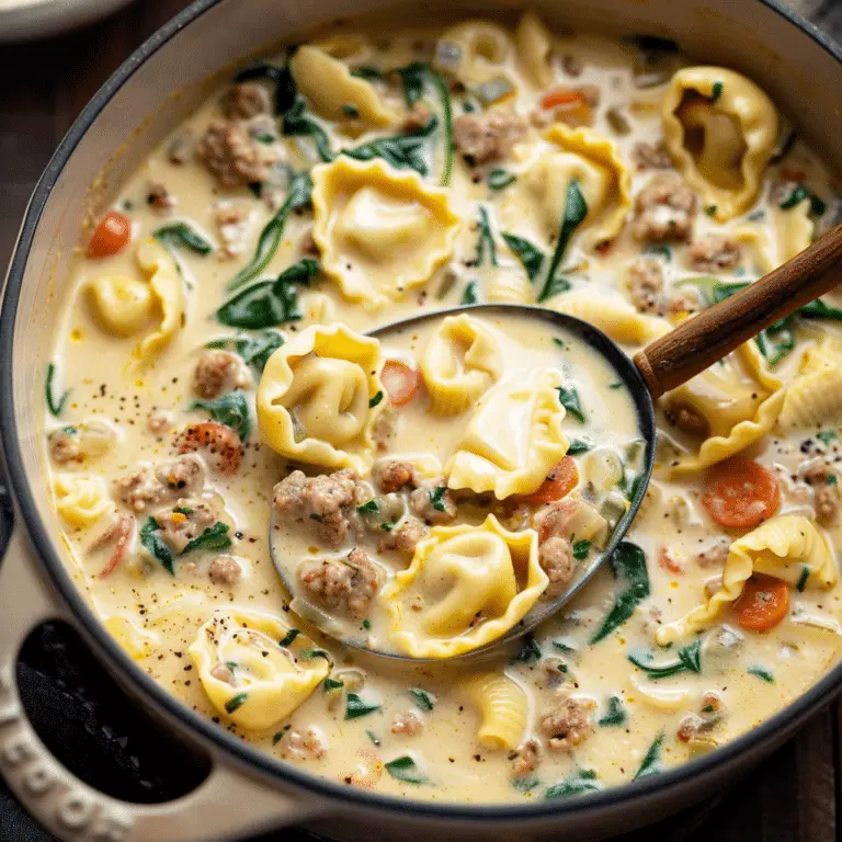 Slow Cooker Creamy Sausage & Tortellini Soup