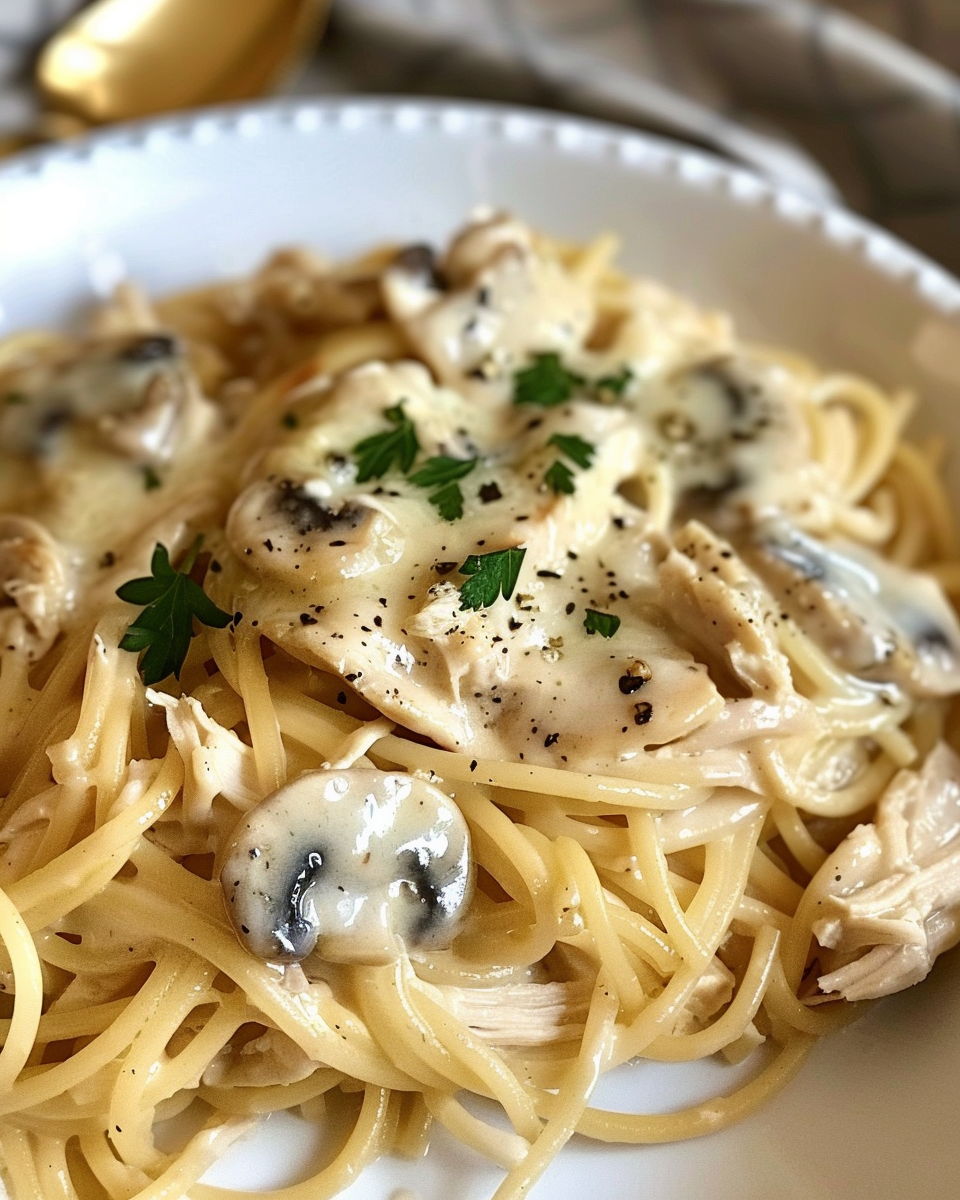 Slow Cooker Chicken Tetrazzini