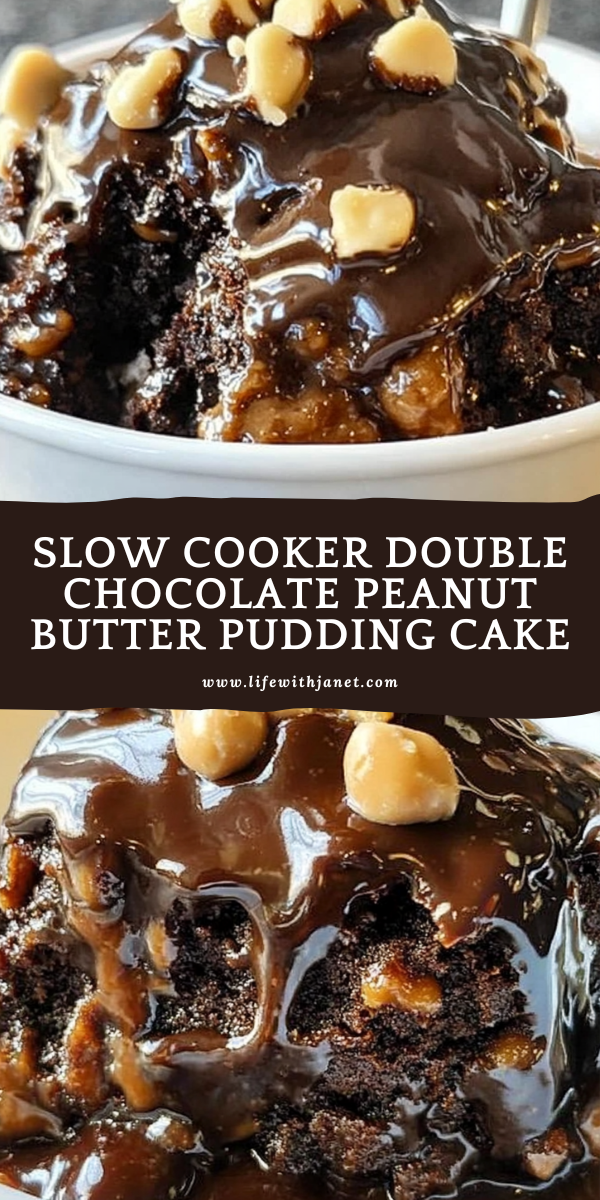 Slow Cooker Double Chocolate Peanut Butter Pudding Cake