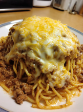 Cheesy Garlic Butter Beef Spaghetti