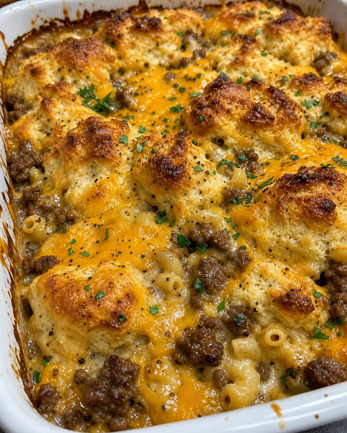 Cheddar Bay Hamburger Casserole