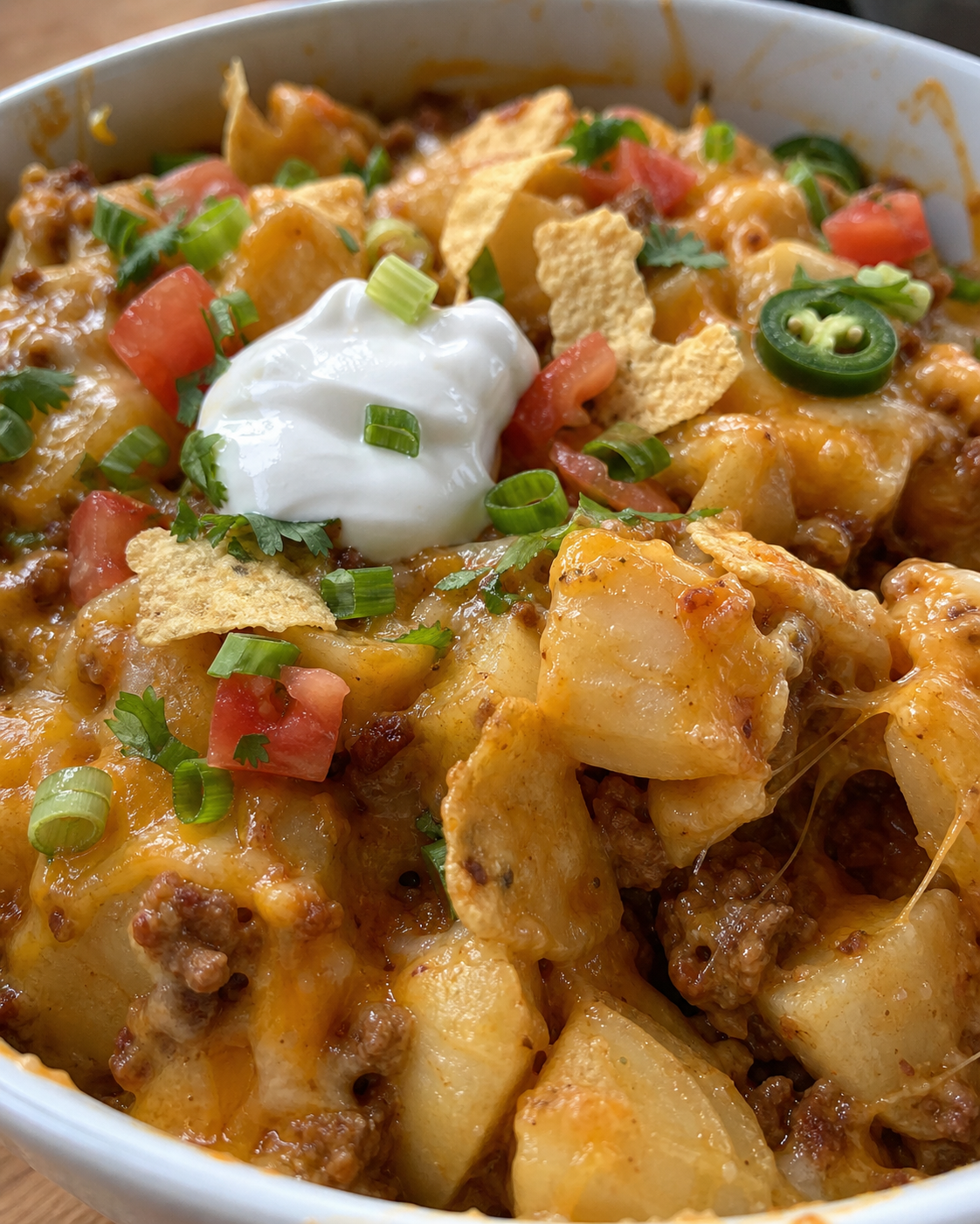 Crockpot Cheesy Taco Potatoes