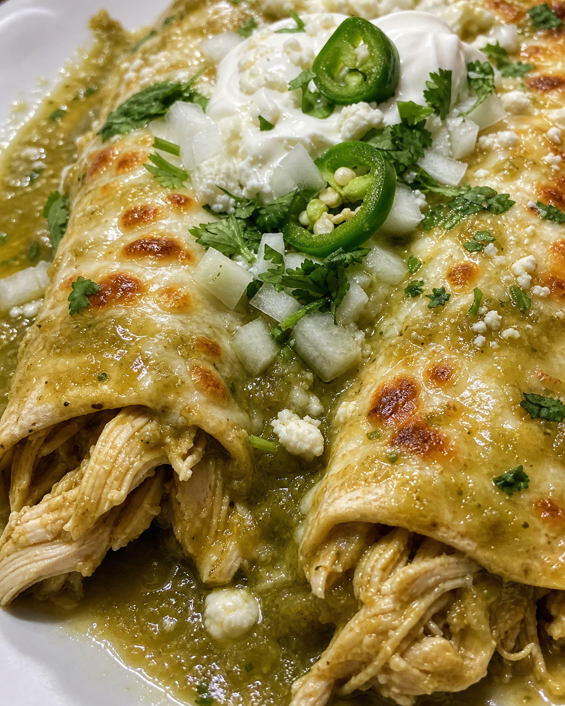 Green Chili Chicken Enchiladas