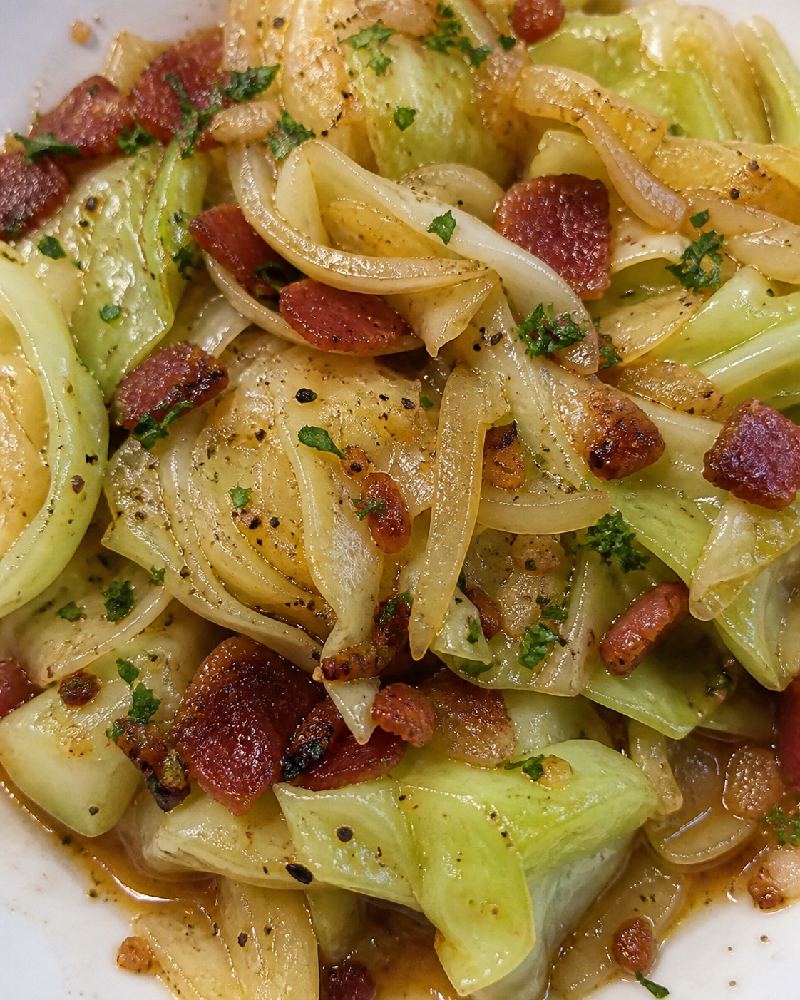 Slow Cooker Braised Cabbage and Bacon