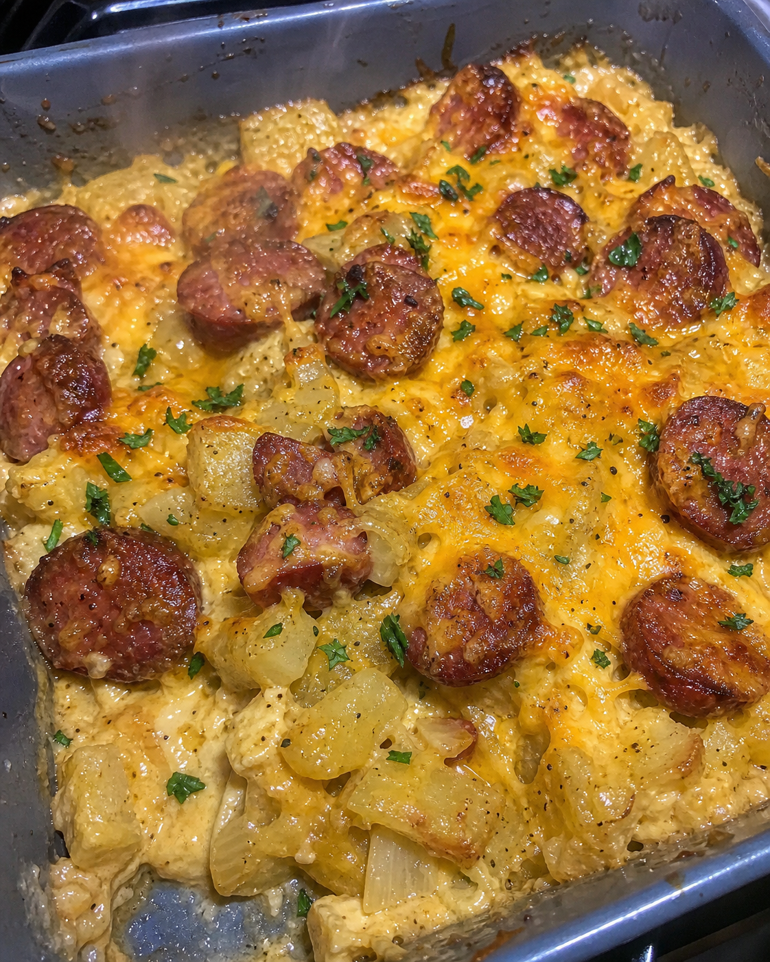Smoked Sausage And Cheesy Potato Casserole