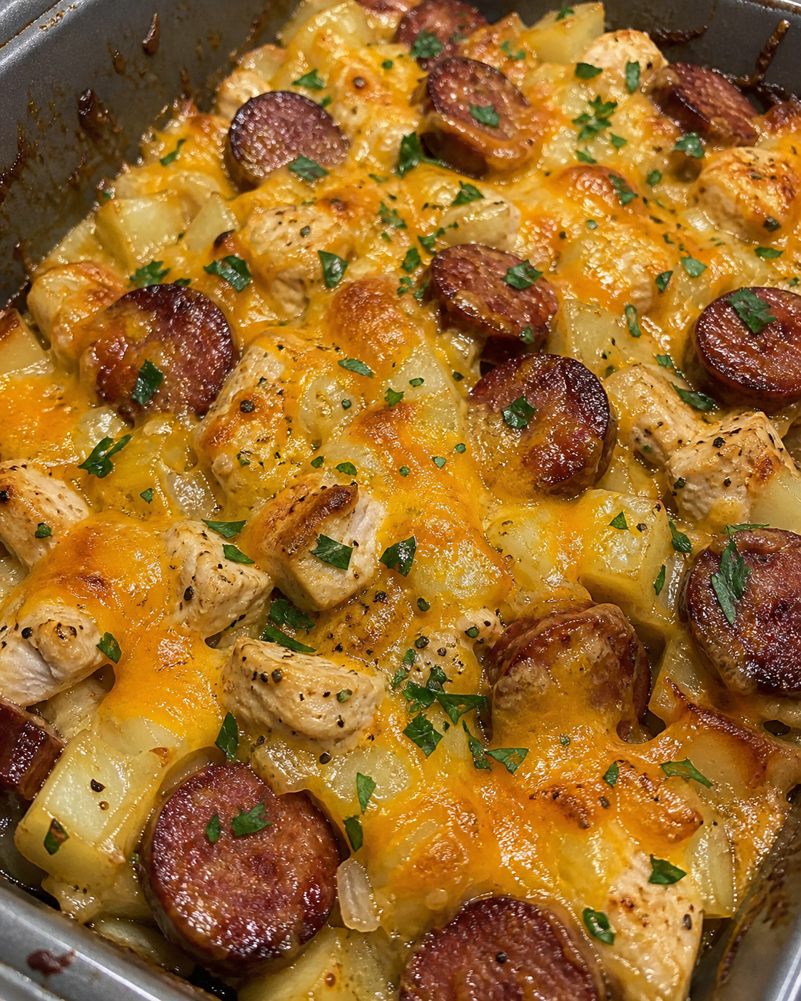 Smoked Sausage And Cheesy Potato Casserole