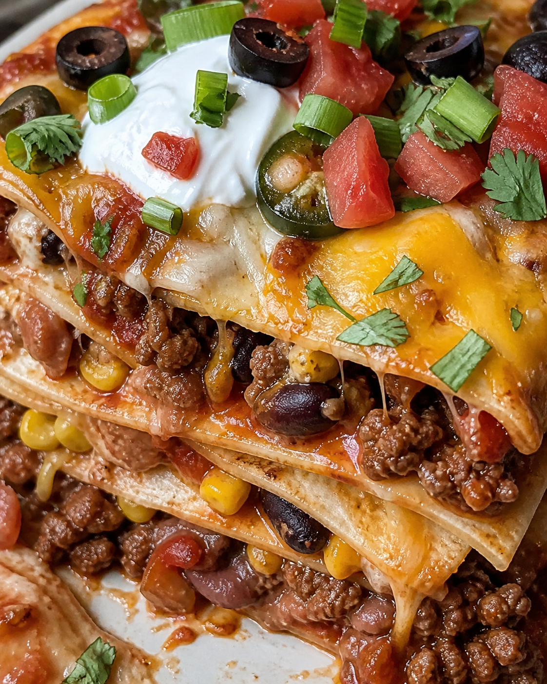 Taco Lasagna Casserole Stack