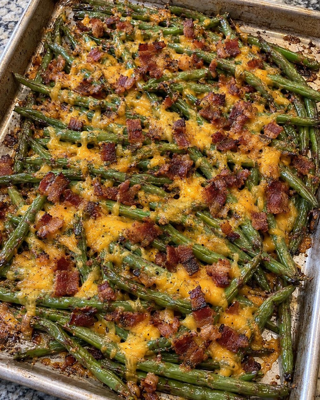 Loaded Green beans in the main serving dish