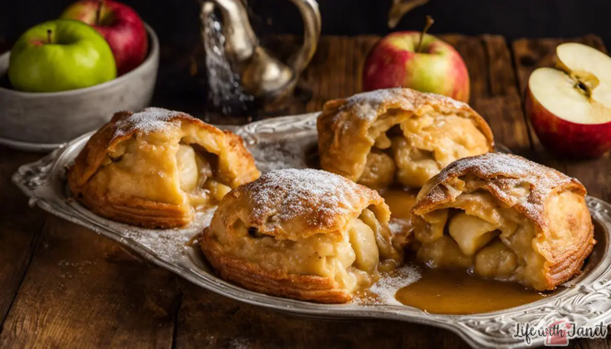 Image of delicious apple dumplings with a flaky crust