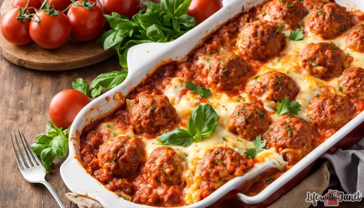 Image of a delicious Dump-and-Bake Meatball Casserole with melted cheese on top, ready to be enjoyed